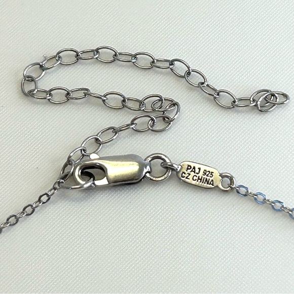 925 Sterling Silver and 8 CZ Crystal Necklace 18” with Extender 3” - Picture 8 of 12